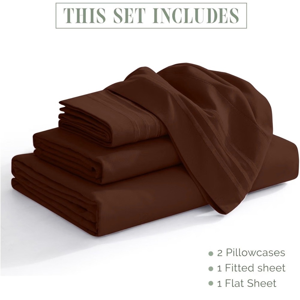 Elegant Comfort Queen Chocolate Brown 4 Piece Deep Pocket Bed Sheet Set